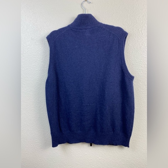 T. Harris London Lambswool Full Zip Knit Blue Soft cozy Vest Coat Men’s size XL - Picture 2 of 9